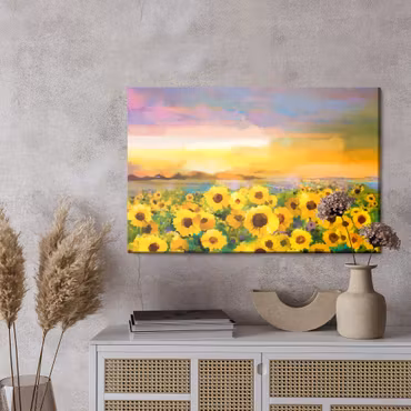 Canvastavla - A Landscape with Sunflowers As