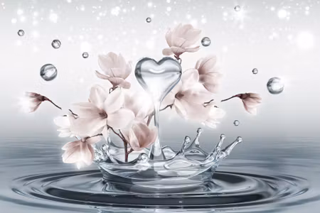 Canvastavla - Magnolia Flowers and D Water Drops