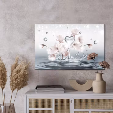 Canvastavla - Magnolia Flowers and D Water Drops