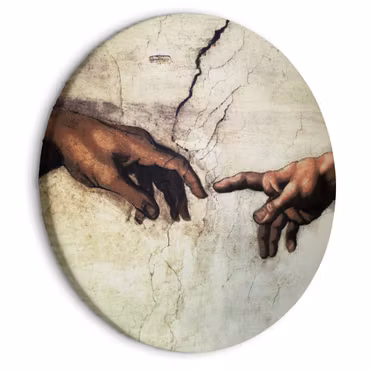 Rund canvastavla - The creation of Adam