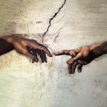 Rund canvastavla - The creation of Adam
