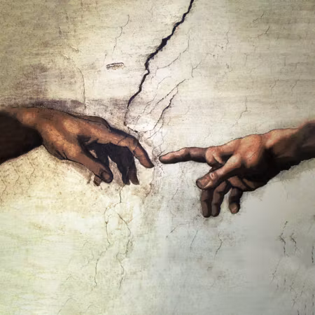Rund canvastavla - The creation of Adam