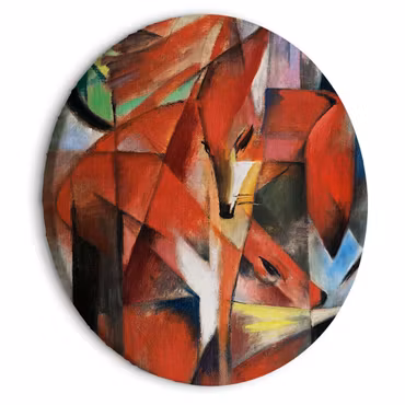 Rund canvastavla - Franz marc - The foxes