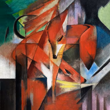 Rund canvastavla - Franz marc - The foxes