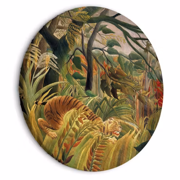 Rund canvastavla - Henri rousseau - tiger in a