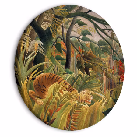 Rund canvastavla - Henri rousseau - tiger in a