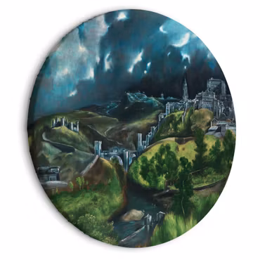 Rund canvastavla - El greco - view of toledo