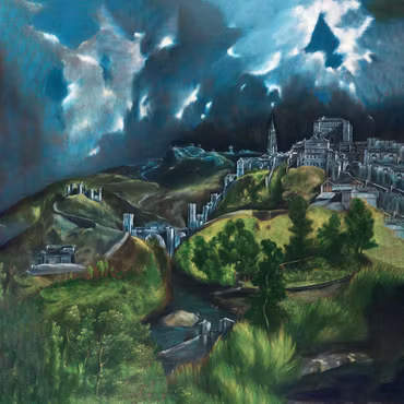Rund canvastavla - El greco - view of toledo
