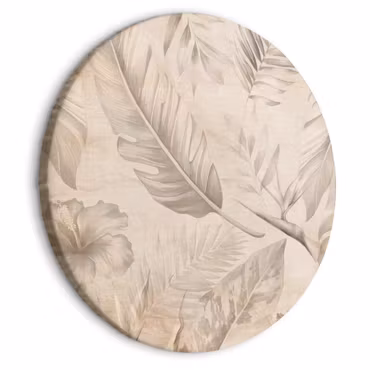 Rund canvastavla - A multitude of exotic leaves