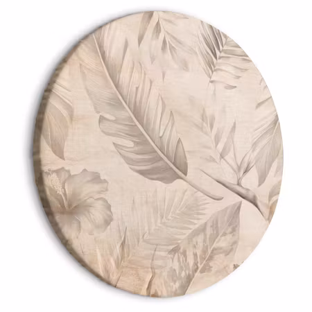 Rund canvastavla - A multitude of exotic leaves