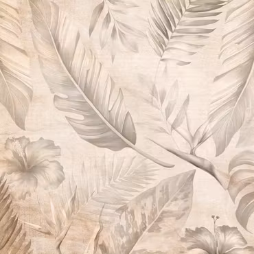 Rund canvastavla - A multitude of exotic leaves