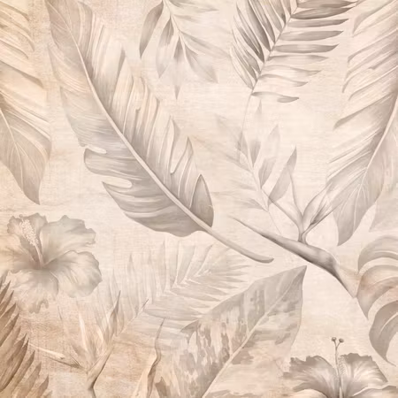 Rund canvastavla - A multitude of exotic leaves