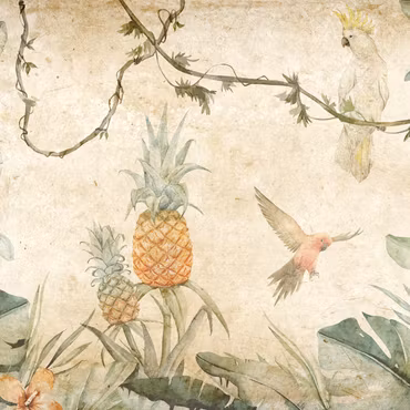 Rund canvastavla - Tropics in muted colors