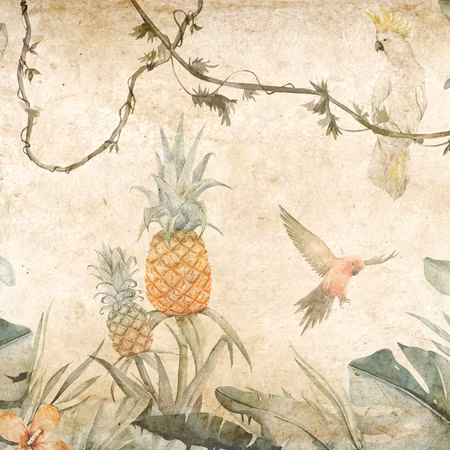 Rund canvastavla - Tropics in muted colors