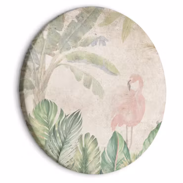 Rund canvastavla - Birds wading among exotic flora