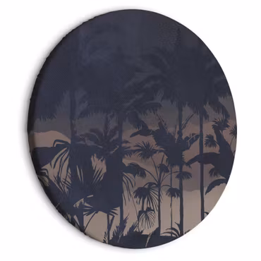Rund canvastavla - Evening in an exotic forest