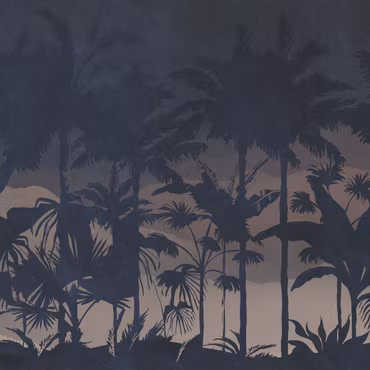 Rund canvastavla - Evening in an exotic forest