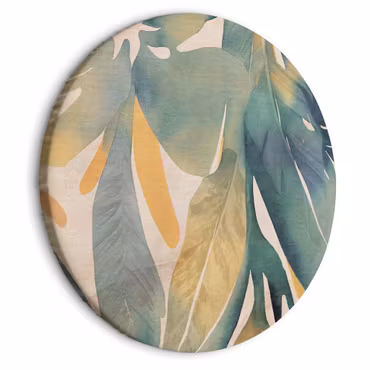 Rund canvastavla - Watercolor exotics