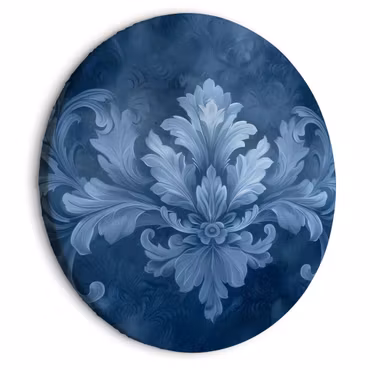 Rund canvastavla - Ornament in blue and cool