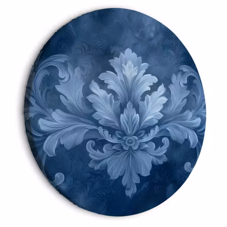 Rund canvastavla - Ornament in blue and cool