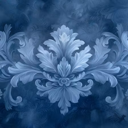 Rund canvastavla - Ornament in blue and cool