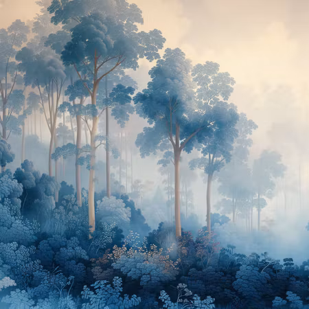 Rund canvastavla - Landscape with trees