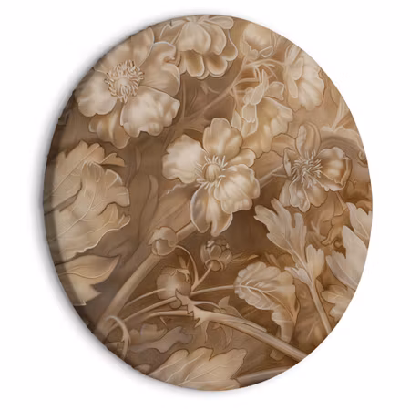 Rund canvastavla - Floral ornaments