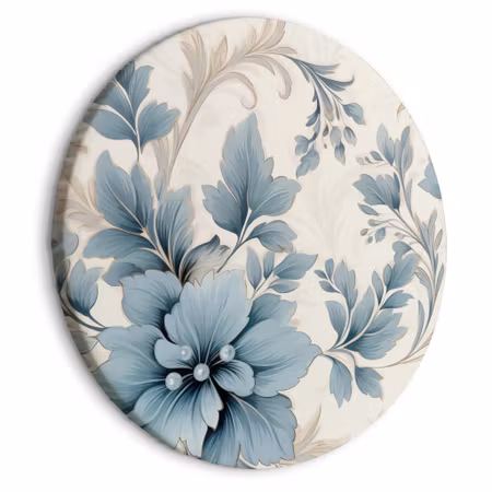 Rund canvastavla - Turquoise flowers in retro