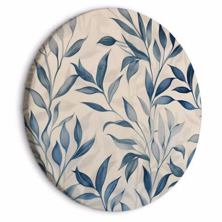 Rund canvastavla - Leaves in blue colors