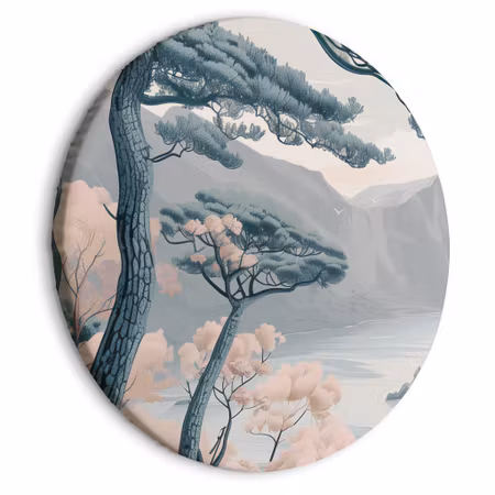 Rund canvastavla - Blue coast in delicate colours
