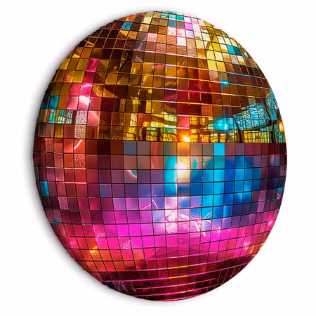 Rund canvastavla - Gold disco ball