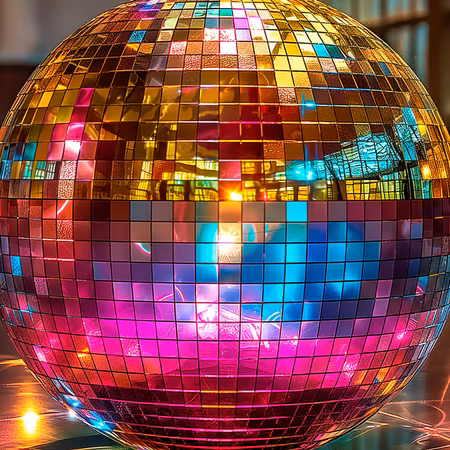 Rund canvastavla - Gold disco ball