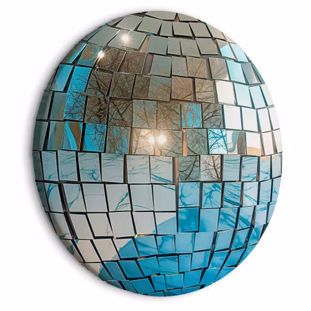 Rund canvastavla - Sky blue disco ball