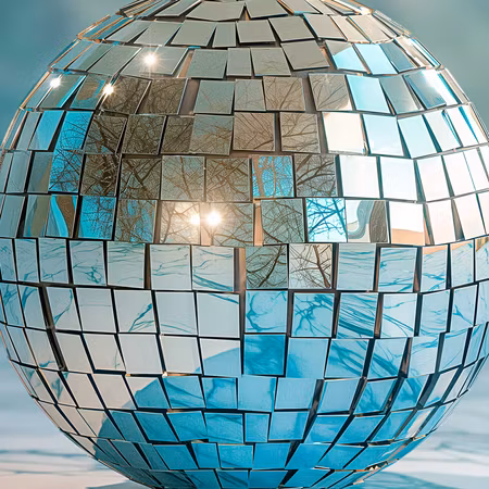 Rund canvastavla - Sky blue disco ball
