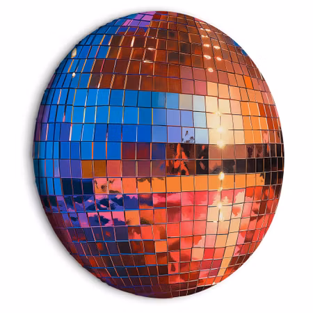 Rund canvastavla - Old gold disco ball