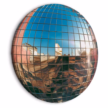 Rund canvastavla - Platinum disco ball