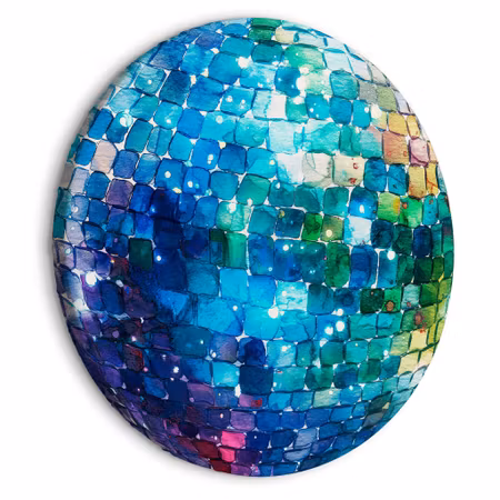 Rund canvastavla - Turquoise disco ball