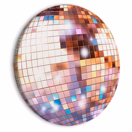 Rund canvastavla - Rose gold disco ball