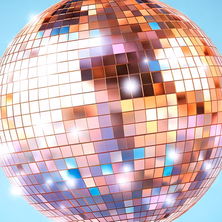 Rund canvastavla - Rose gold disco ball