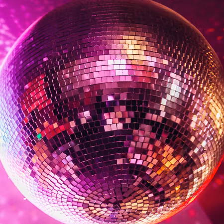 Rund canvastavla - Magenta disco ball