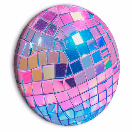 Rund canvastavla - Pink disco ball