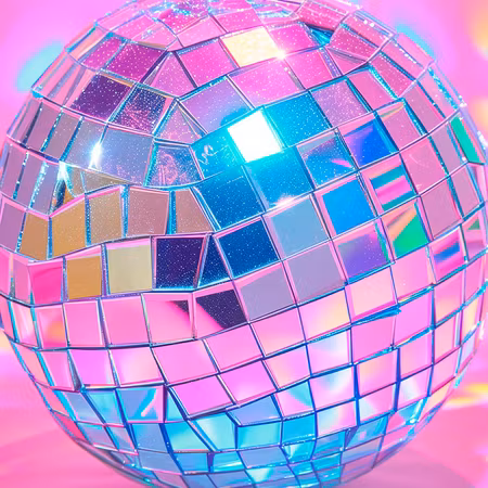 Rund canvastavla - Pink disco ball