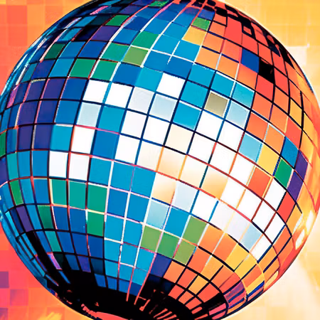 Rund canvastavla - Blue disco ball