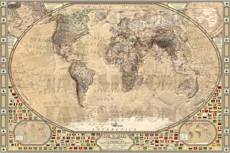 Canvastavla - Vintage World Map