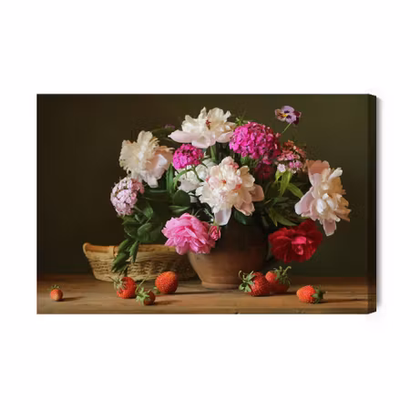 Canvastavla - Peonies with Strawberries
