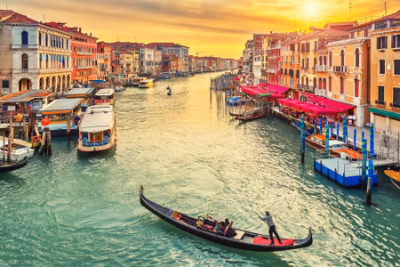 Canvastavla - Boats in Venice