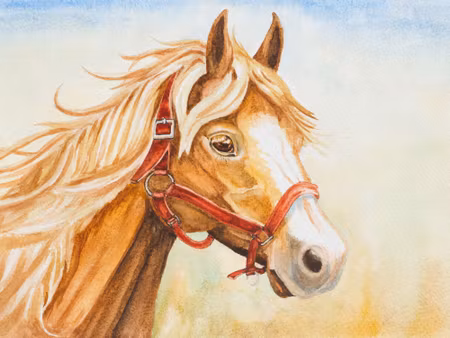 Canvastavla - A Horse Painted with Watercolor