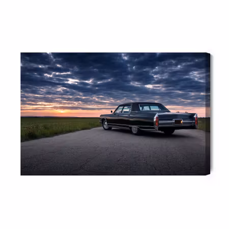 Canvastavla - Sunset Car and Clouds