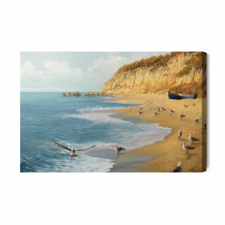 Canvastavla - Seagulls Beach and Sea