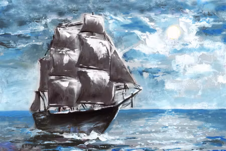 Canvastavla - Pirate Ship in the Sea